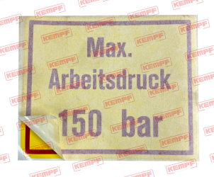 Preview: 92625 Aufkleber  "max.Arbeitsdruck 150 bar"